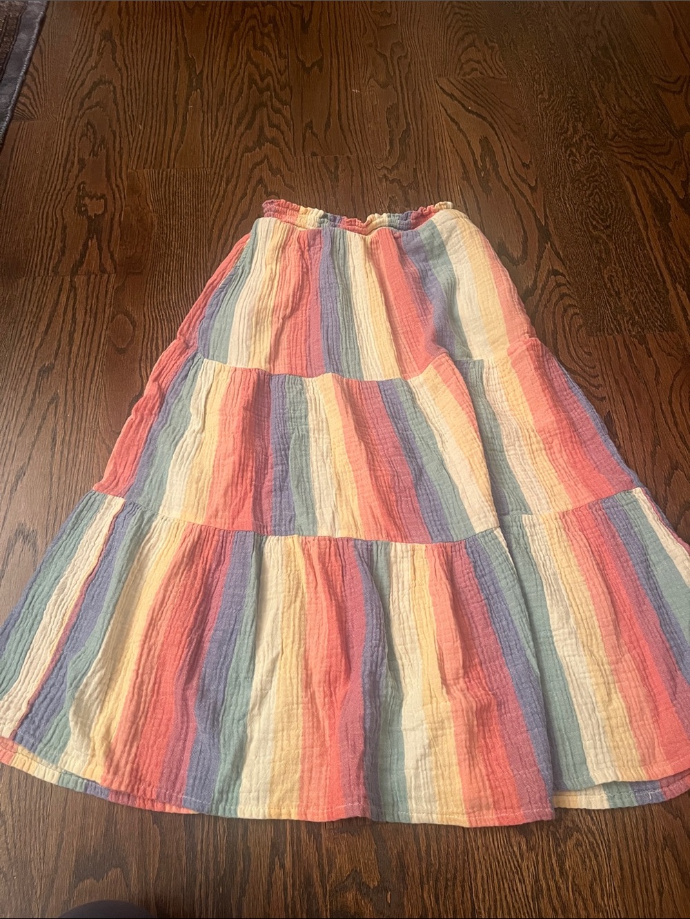 Marine Layer Corinne Pastel Rainbow Tiered Cotton Gauze Maxi Skirt - Picture 5 of 8